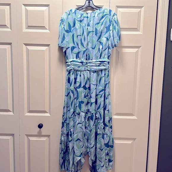 Ramy Brook Amber flutter sleeve midi dress. Size 10. Color: blue leaf - Picture 4 of 4